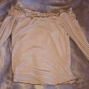 striped long sleeve off the shoulder